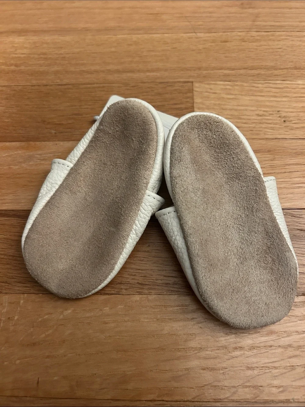 Baby/Toddler White Leather Moccasins with Black Teepee Accent